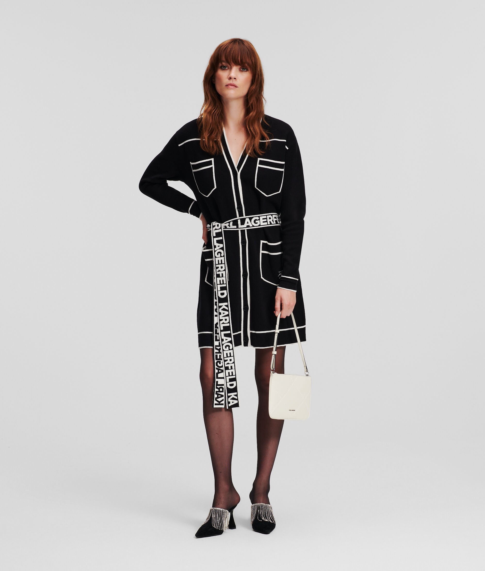 (image for) Superb KARL LOGO BELTED CARDIGAN